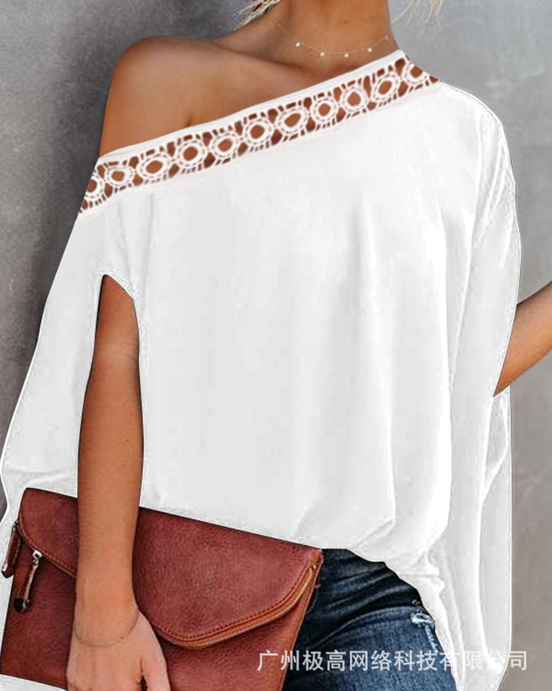 Cold Shoulder Loose Lace Edge Urban Chain Shirt - Image 3