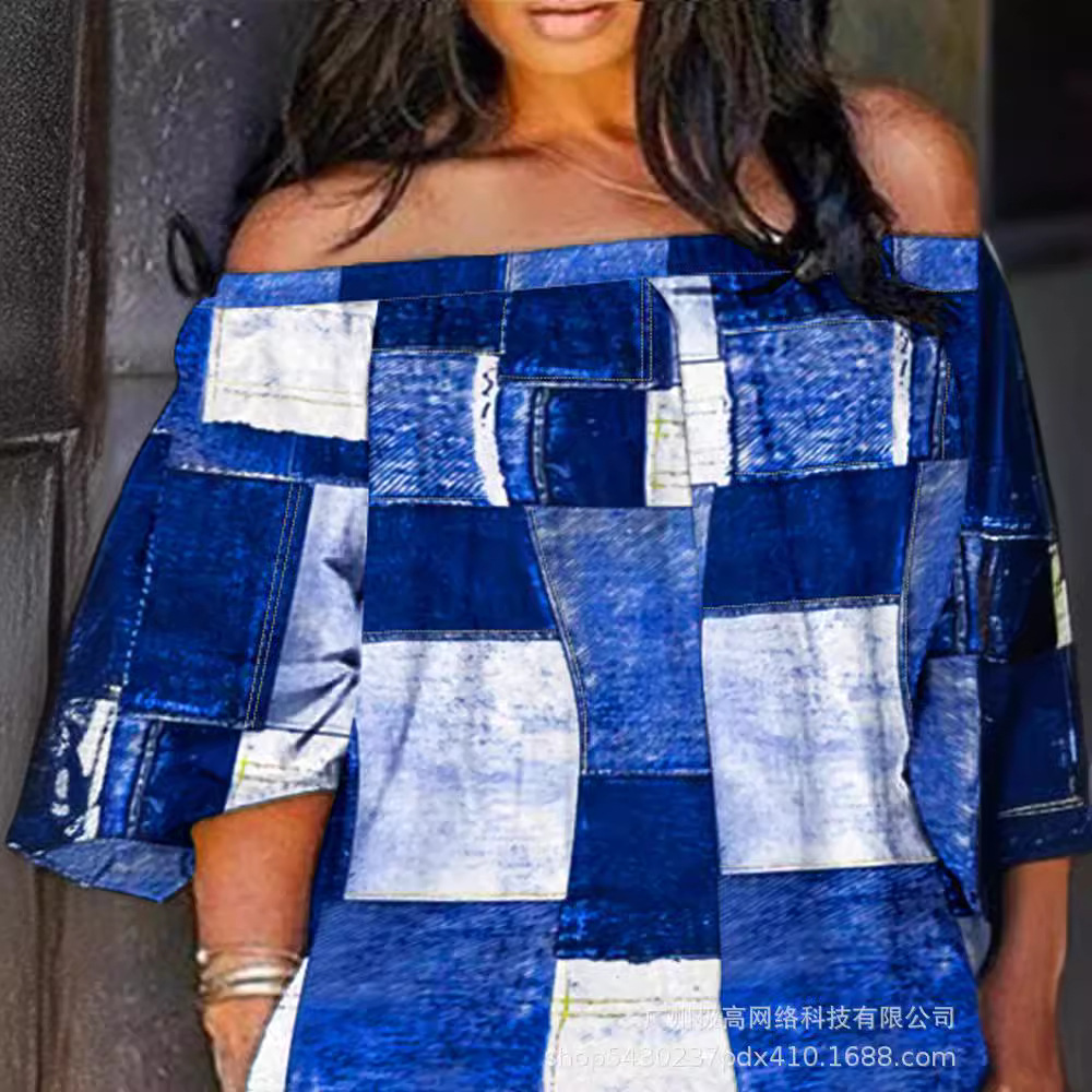 Plaid Off Shoulder Lantern Sleeve Short Jumpsuit - Image 2