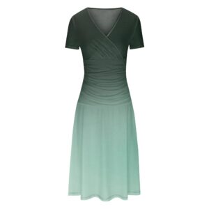 Women's Print V-Neck Short Sleeve Elegant Dress