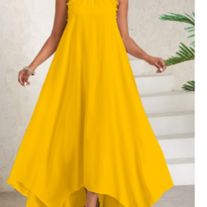 Women's Solid Color U Neck Pocket Swing Dress
