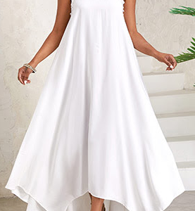 Women's V-neck Lace-up Solid Color Stylish Commuter Dress