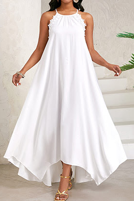 Women's V-neck Lace-up Solid Color Stylish Commuter Dress