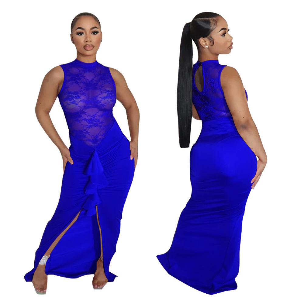 Women's Sexy See-through Lace Stitching Fishtail Dress - Image 2
