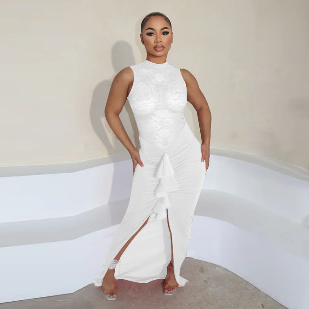 Women's Sexy See-through Lace Stitching Fishtail Dress - Image 4