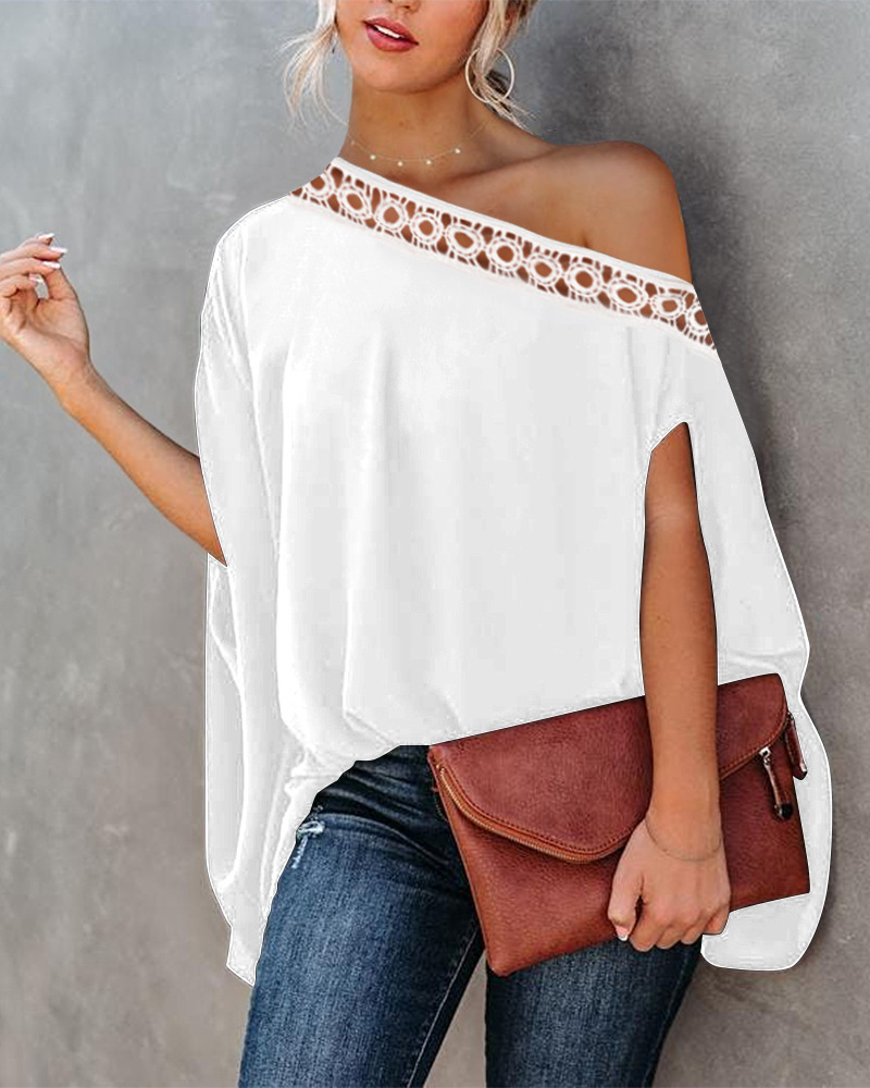 Cold Shoulder Loose Lace Edge Urban Chain Shirt - Image 6