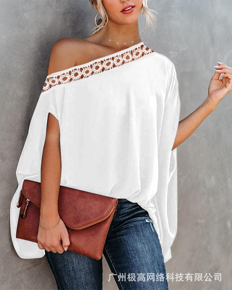Cold Shoulder Loose Lace Edge Urban Chain Shirt - Image 2