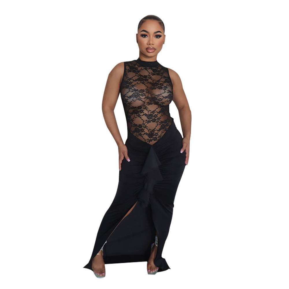 Women's Sexy See-through Lace Stitching Fishtail Dress - Image 5